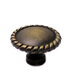 RK International Plain Knob with Rope Edge in Antique English
