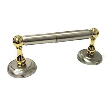 RK International Two Post Tissue Paper Holder in Two-Tone Satin Nickel and Brass