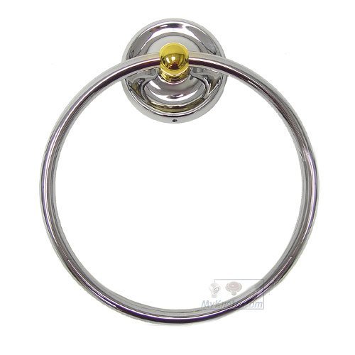 RK International Towel Ring in Two-Tone Polished Chrome and Brass