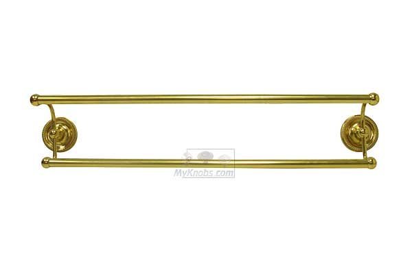 RK International 24" Double Towel Bar in Polished Brass
