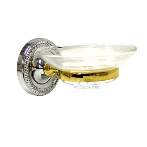 RK International Soap Dish in Two-Tone Brass and Chrome
