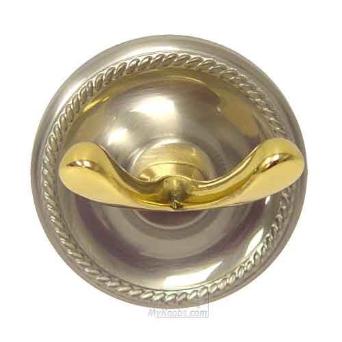 RK International Double Hook in Two-Tone Satin Nickel and Brass