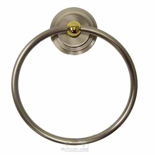 RK International Towel Ring in Two-Tone Satin Nickel and Brass