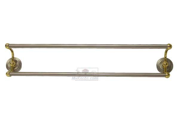 RK International 24" Double Towel Bar in Two-Tone Satin Nickel and Brass