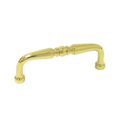 RK International 3" Centers Decorative Curved Pull in Polished Brass