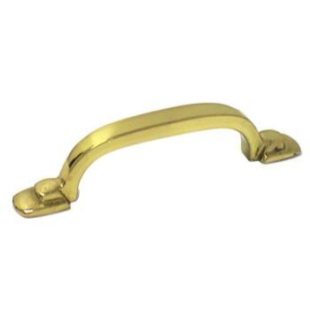 RK International 3" Center Two Step Foot Rectangular Pull in Polished Brass
