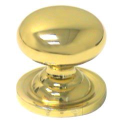 RK International 1 1/8" Plain Solid Knob with Backplate in Polished Brass