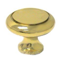 RK International 1 1/4" Plain Knob with Groove in Polished Brass