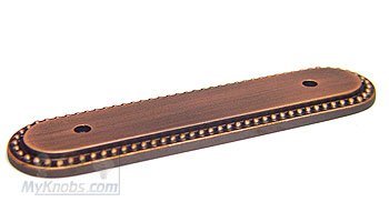 RK International 3" Centers Beaded Oblong Backplate in Distressed Copper