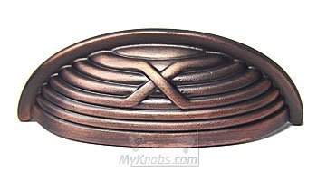 RK International 3" Center Lines and Single Cross Rounded Cup Pull in Distressed Copper