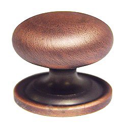 RK International 1 1/2" Plain Solid Knob with Backplate in Distressed Copper
