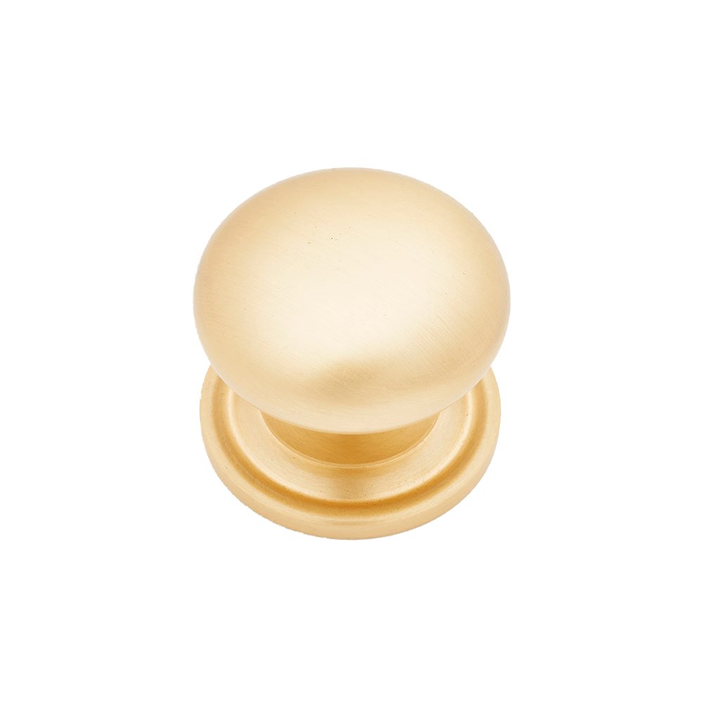 RK International 1 1/2" Round Large Solid Plain Knob with Backplate  In Satin Brass