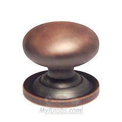 RK International 1 1/8" Plain Solid Knob with Backplate in Distressed Copper