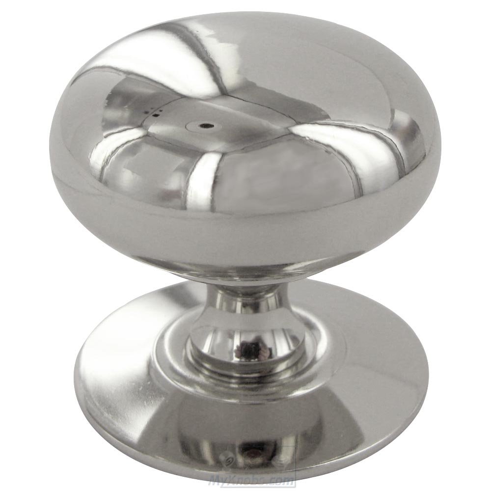 RK International 1 1/4" Diameter Small Plain Knob with Detachable Back Plate in Polished Nickel