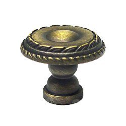 RK International Small Double Roped Edge Knob in Antique English