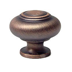 RK International Small Double Ringed Knob in Distressed Copper