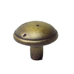 RK International Distressed Mushroom Knob with Ring Edge Knob in Antique English