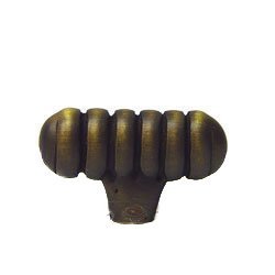 RK International Distressed Large Ribbed Knob in Antique English