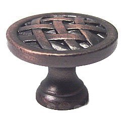 RK International Large Cross Hatched Knob in Distressed Copper
