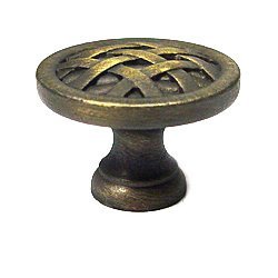 RK International Small Cross Hatched Knob in Antique English