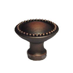 RK International Plain Knob with Beaded Edge in Distressed Copper