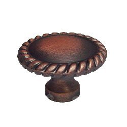 RK International Plain Knob with Rope Edge in Distressed Copper