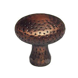 RK International Solid Round Knob with Divet Indents in Distressed Copper