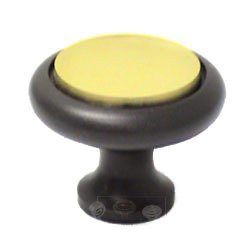 RK International 1 1/4" Oil Rubbed Bronze with Brass Groove Knob