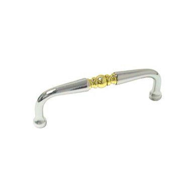 RK International 3 1/2" Center Polished Chrome with Brass Decorative Pull