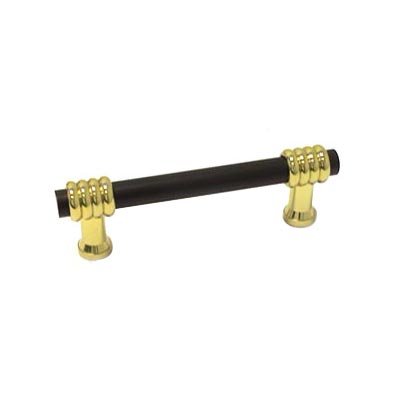 RK International 3" Center Oil Rubbed Bronze with Brass Swirl Pull in Oil Rubbed Bronze with Brass