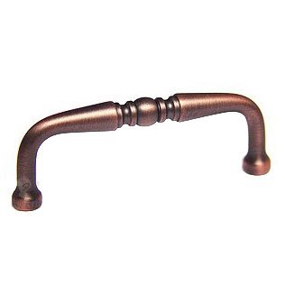 RK International 3" Centers Decorative Curved Pull in Distressed Copper