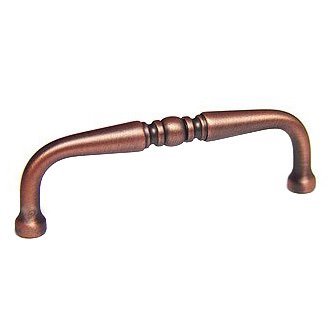 RK International 3 1/2" Center Decorative Curved Pull in Distressed Copper