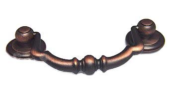 RK International 3" Center Sculptured Beaded Bail Pull in Distressed Copper