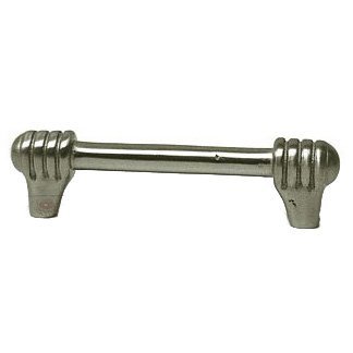 RK International 3 1/2" Centers Distressed Rod with Swirl Ends Pull in Satin Nickel