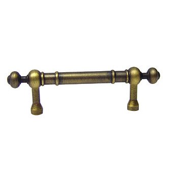 RK International 3" Centers Plain Pull with Decorative Ends in Antique English