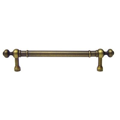 RK International 5" Centers Plain Pull with Decorative Ends in Antique English