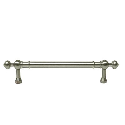 RK International 8" Centers Plain Pull with Decorative Ends In Satin Nickel