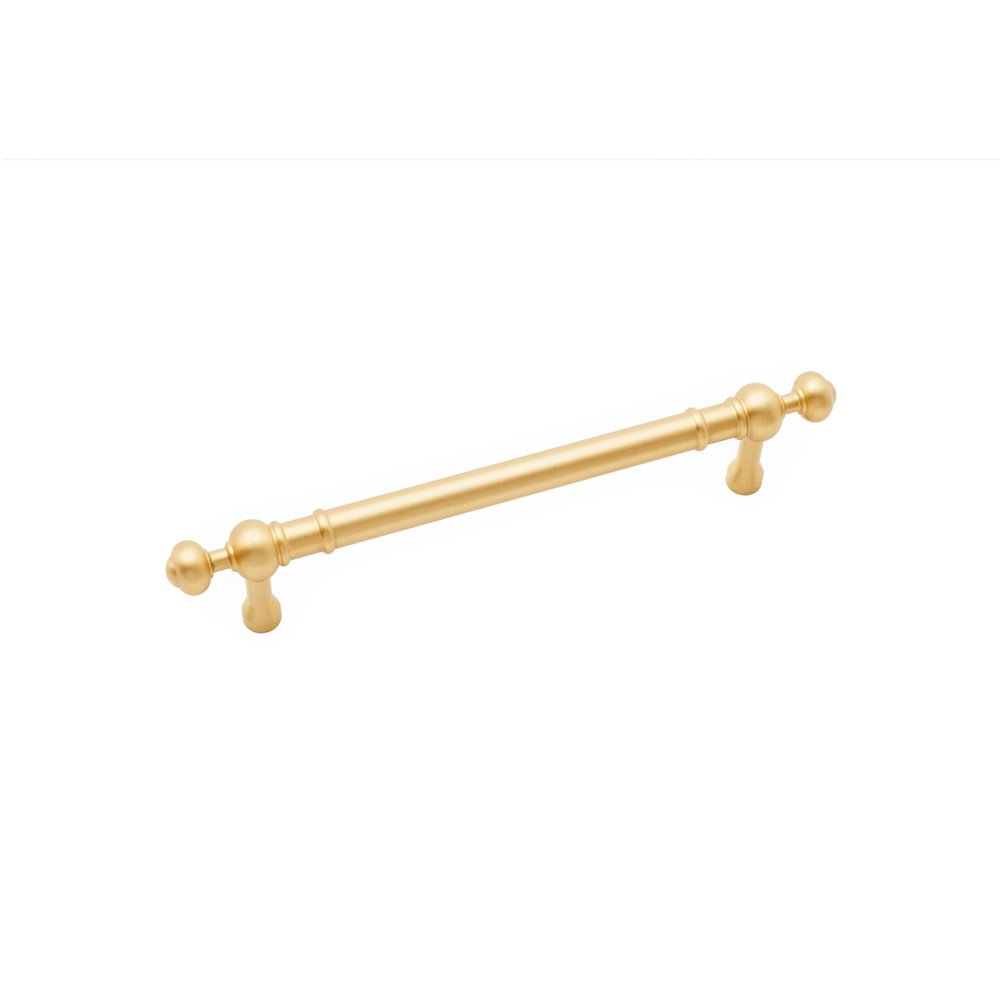 RK International 5" Centers Plain Pull with Decorative Ends In Satin Brass