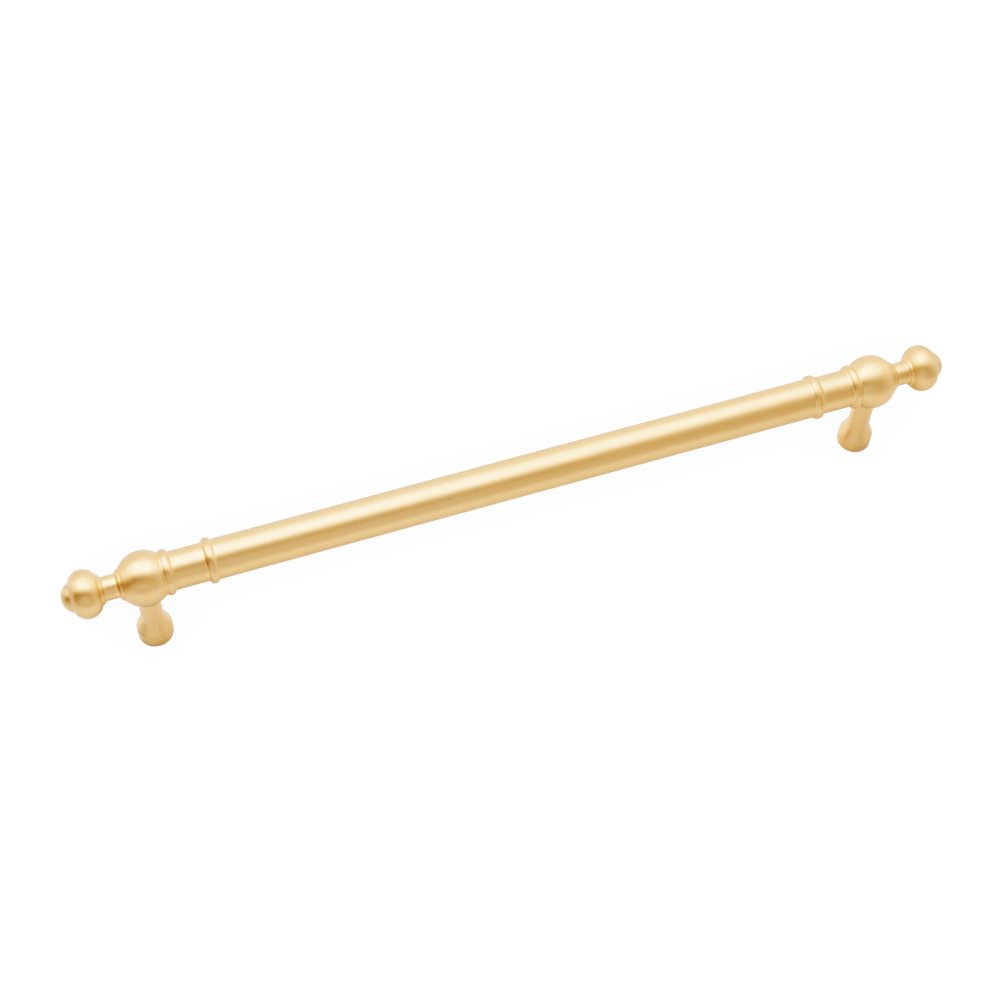 RK International 8" Centers Plain Pull with Decorative Ends In Satin Brass