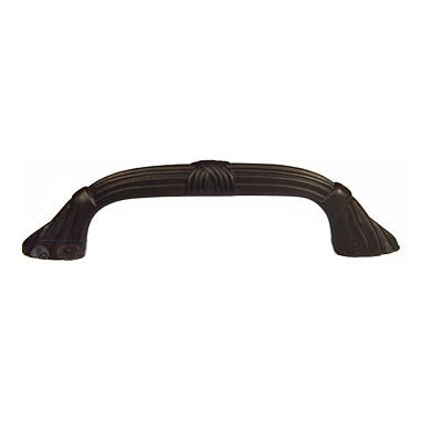 RK International 3 1/2" Centers Ornate Bow Pull with Lines and Crosses in Oil Rubbed Bronze