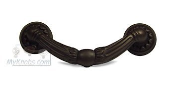 RK International 3" Center Ornate Drop Pull with Petal Bases in Oil Rubbed Bronze