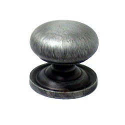 RK International 1 1/8" Plain Solid Knob with Backplate in Distressed Nickel