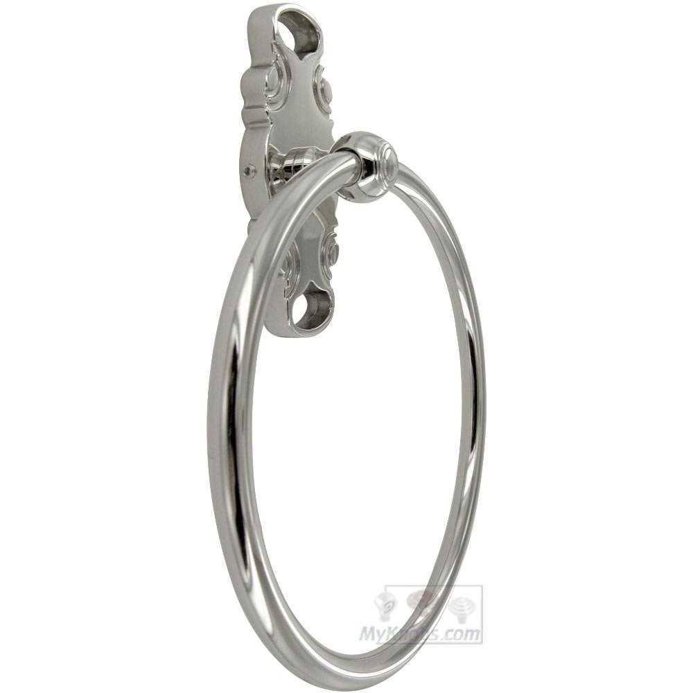RK International French Curve Base Towel Ring in Polished Nickel