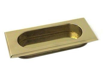RK International Thick Rectangle Flush Pull in Polished Brass