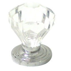 RK International Acrylic Diamond Cut Knob in Polished Chrome