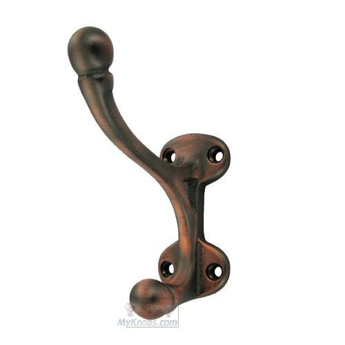 RK International Double Base Hat and Coat Hook in Distressed Copper