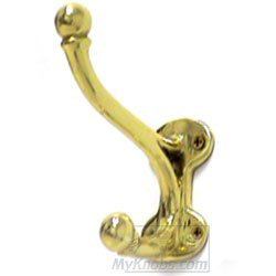 RK International Double Base Hat and Coat Hook in Polished Brass