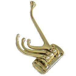 RK International Triple Pronged Hook in Polished Brass