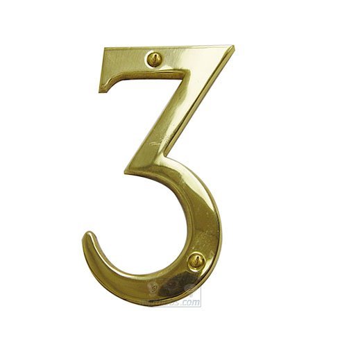 RK International 5" Hollow Front Fixing Numbers # 3 in Polished Brass