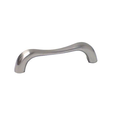 RK International 3" Center Contemporary Bent Middle Pull in Satin Nickel